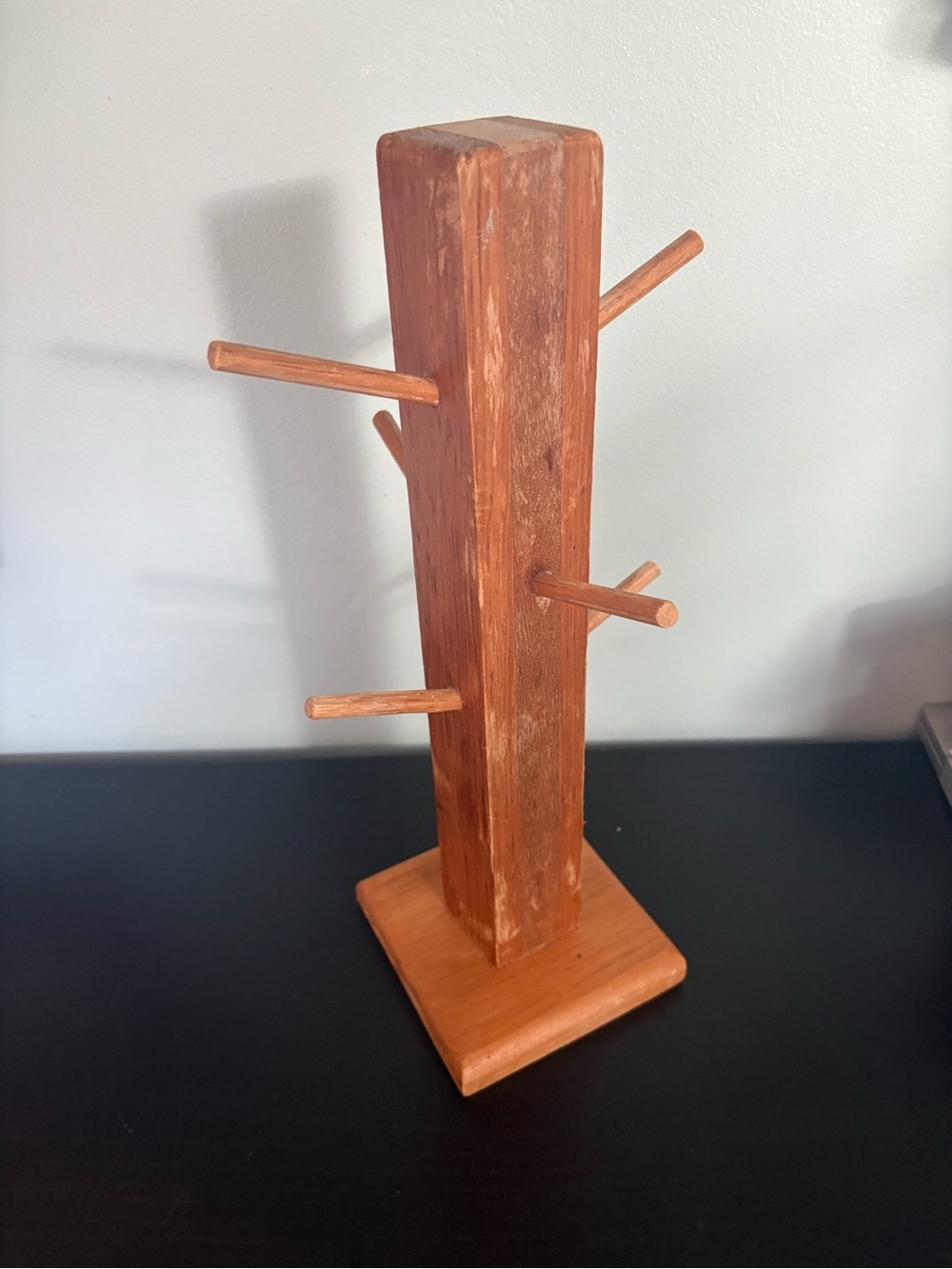 Rustic Hand Carved Mug Tree Stand - Picture 3 of 6